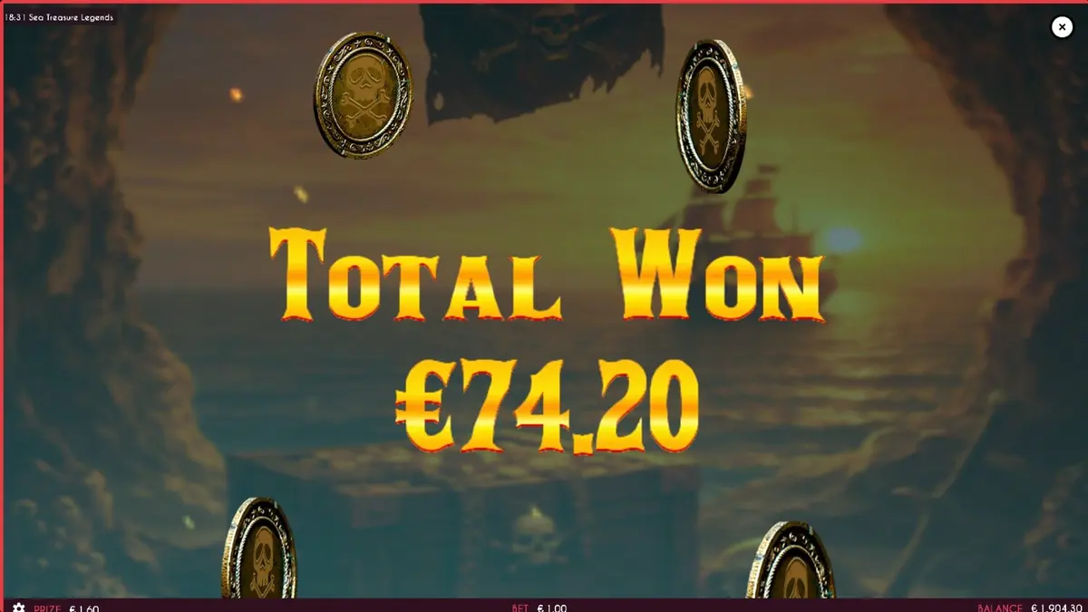 Tampilan visual slot Sea Treasures Legend dengan tema bajak laut dan harta karun